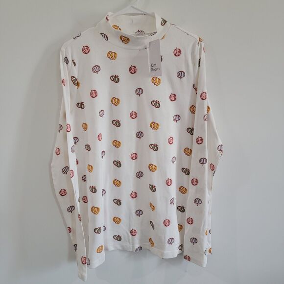 Kim Rogers Tops - Kim Rogers Perfectly Soft Womens Top Size XL‎ Mock Neck Pumpkins Autumn Fall